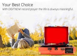 DIGITNOW! Bluetooth Vinyl/LP platenspeler met stijlvolle koffer-platenspeler, multifunctionele FM-radio, USB naar MP3-recorder/spele — thumbnail 5