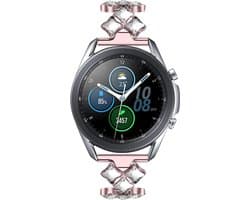 Steel diamond smartwatch bandje - geschikt voor Samsung Galaxy Watch 3 45mm / Galaxy Watch 1 46mm / Gear S3 Classic & Frontier - roze