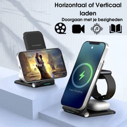 SAMMIT 3-in-1 Draadloze Oplader 15W - Geschikt voor iPhone, Android, iWatch, AirPods & Samsung Galaxy Buds - Wireless charger — thumbnail 3