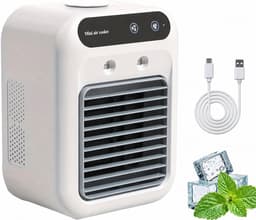Ventilator - Tafelventilator - Mini-airconditioners - 25 W oplaadbare draagbare AC-unit, persoonlijke koelventilator met 2 snelheden & 2 koelspraystanden – Kleine airconditioner voor slaapkamer, kantoor en buiten — thumbnail 1