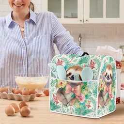 Mixerhoes Keukenmachine - Apparaathoes Standmixer - Keuken Organisatie - Met Opbergvak - L - Luiaard Palmblad Bloemen — thumbnail 2