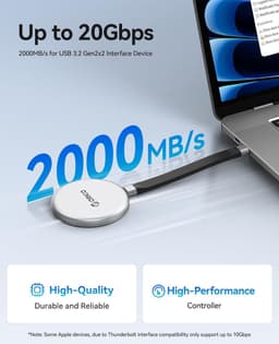 Externe SSD - Draagbare Opslag - Bestanden Overzetten - Magnetische Bevestiging - 2 TB - Zilver — thumbnail 5