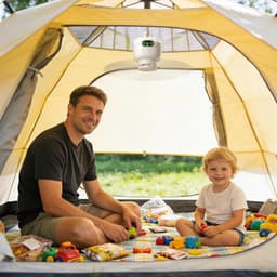 Draadloze Plafondventilator camper met LED lamp & Afstandsbediening - 8000mAh Oplaadbaar - 3 Snelheden -Timer -Stille Motor & Afneembare Bladen - Ø27cm - Voor Camping, Tent, Caravan, Slaapkamer, Tuin, RV & Overkapping - Wit — thumbnail 2