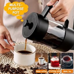 Koffiezetapparaat met Franse pers, voorzien van een filter van borosilicaatglas, een drielaags filter en een grote capaciteit, geschikt voor koffie en thee (1000 ml). — thumbnail 3
