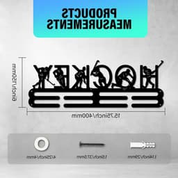 Medaillehouder voor Hockey en Sportprijzen - Wandrek voor Medailles met Ribbons en Pendants - Ideaal voor Atleten en Sportliefhebbers, 15.7 inch — thumbnail 5