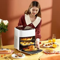 5-in-1 Digitale Airfryer en Oven - 15L - 1400W - Olievrij Bakken - LED-Scherm - Voor Gezinnen & Studenten - Wit — thumbnail 5