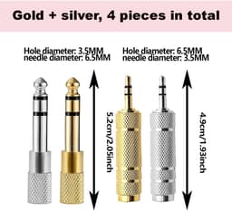 Set van 4 Hoofdtelefoon Adapters - Hoofdtelefoon Adapter - Goud-Gecoate Hoofdtelefoon Adapter - Hoofdtelefoon Audio Converter voor Telefoons - Computers en Andere Apparaten - Goud - Zilver — thumbnail 5