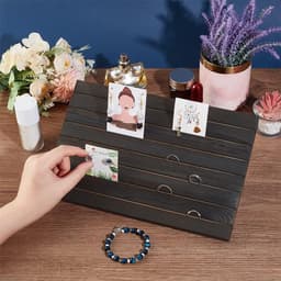Houten Oorbellen Display Stand met 7 Slots, Oorbellen Kaart Houder met 2 Afneembare Pinnen, Organizer voor Sieraden en Oorbellen, 29x19cm — thumbnail 3