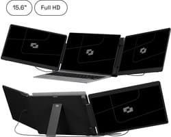 Screenmate® Flip Portable Monitor 15,6” - Draagbare Monitor met Beschermhoes - Extra Scherm Laptop - Draagbaar Beeldscherm - Zwart