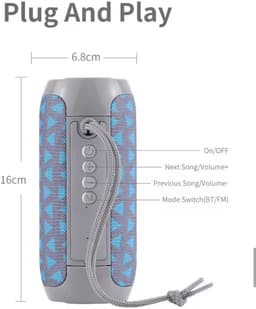 Bluetooth Speaker Draadloos T&G TG117 Waterproof / IPX5 Waterdicht – 10W Stereo – Bluetooth 5.3 – 1200mAh – TF/USB/AUX – FM Radio – Draagbare Speaker – Blauw — thumbnail 2