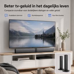 Gloovon® Deelbare Soundbar & PC Speakers - Bluetooth 5.0 & Bedraad - 20W Stereo Audio met 2000mAh Accu - AUX, RCA & USB - Zwart — thumbnail 5