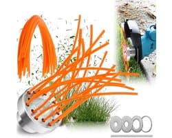Trimmerkop van aluminiumlegering - met oranje nylonkoord — Inclusief 1 trimmerkop van aluminiumlegering, 43 nylonkoorden (30 cm, vierkant), 1 ronde sleutel en 4 ringen.