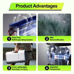 Xmund S01 Mobiele Airconditioner 4095 BTU – Draagbare Outdoor Airco met Ontvochtiger, Afstandsbediening en Slaapmodus — thumbnail 3