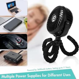 Kinderwagen ventilator oplaadbaar – stille clip ventilator – 360° draaibaar – 3 snelheden met LED lamp — thumbnail 5