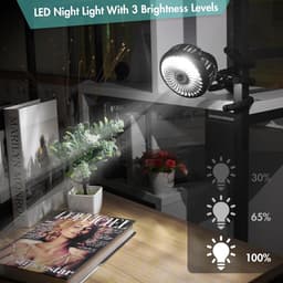 Kinderwagen ventilator oplaadbaar – stille clip ventilator – 360° draaibaar – 3 snelheden met LED lamp — thumbnail 3