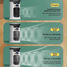 Mobiele airco Luchtkoeler - Luchtkoelerventilator - Verdampingskoeler-aircooler-luchtkoeler- Stille werking oscillatie - 3 snelheidsstanden - Watertank van 880 ml - Koelventilator voor slaapkamers, kantoren en woningen - 15,3 x 20,5 cm - Wit — thumbnail 4