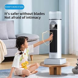 Bladeless Ventilator - Torenkoeler Persoonlijk - Stille Koeling - Verdampingskoeling - 37 cm Hoog - Wit — thumbnail 2