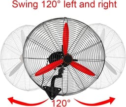Wandventilator Industrieel - Muurventilator Krachtig - Ruimte Koelen - Zuiver Koper Motor - 68cm - Zwart — thumbnail 5