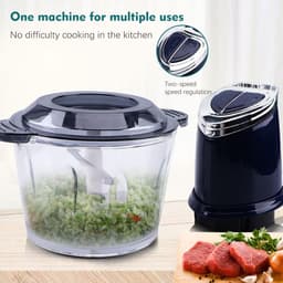 Elektrische Gehaktmolen - Keukenmachine Blender - Snel Ingrediënten Hakken - 4 Roestvrijstalen Messen - 3 Liter Kom - Marineblauw — thumbnail 4