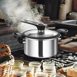 Cooker Pressure Pan, Fish Pan for Seafood, Stainless Steel Fast Multifunctional Kitchen Pan for Bean and Meat Dishes — thumbnail 5