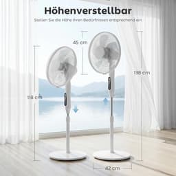 Staande ventilator - Vloer ventilator - Ruimte verkoelen - Met afstandsbediening - 138 cm hoog - Wit — thumbnail 2