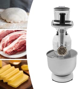Keukenmixer met vleesmolen - Keukenmachine multifunctioneel - Bakken en koken - 6 snelheden met puls - 6L kom - Zilver — thumbnail 4
