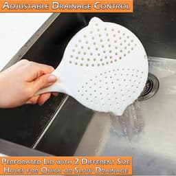 Magnetron Kookpot - Zeef Deksel - Snel Koken - Ingebouwde Zeef - 26.7 cm - Wit — thumbnail 4