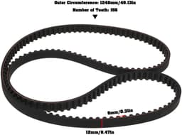 Dailygoods- Gekartelde Riem 1248 mm - Compatibel met Stiga Park 220 95 EL QF - Breedte 12 mm - Tandhoogte 8 mm - Aantal Tanden 156 - Isometrisch Zaagtandpatroon - Grasmaaier Riem — thumbnail 4