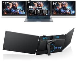 Blackview GamiBook 8 - Gaming Laptop 16" Full HD, AMD Ryzen 7 7735HS, 16GB RAM, 512GB SSD, WiFi 6, Windows 11 Pro + DCM5 Draagbare Monitor 14" FHD, Extra Laptopscherm 13-17,3", Ultradun Opvouwbaar, 100W PD, USB-C, Plug & Play, Grijs