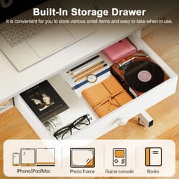 GTPLAYER - Hoogteverstelbaar Bureau - Met Lades en Rollen 80x50 cm - Bruin — thumbnail 5
