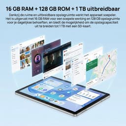 kotsren 11 Inch Tablet - Android 15 Tablets - 16GB RAM+128GB ROM - 6800mAh - 5G WIFI - Kindertablet Met Tablet Hoes Sleeve - Wit — thumbnail 5