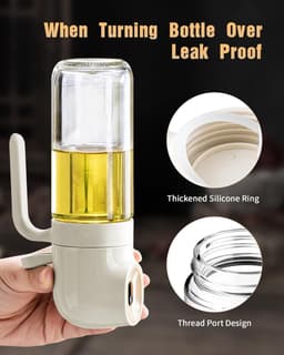 Oil Sprayer - Olieverstuiver Spray Fles - 250 ml - Voor Olijfolie & Azijn - wit - Fine Mist - Keuken Oliespuit - Airfryer Accessoires - Olievernevelaar - Doseerfles - Navulbaar - Glas - BBQ & Salade - Gezond Koken — thumbnail 6