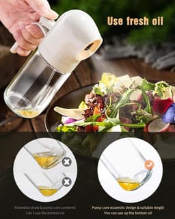 Oil Sprayer - Olieverstuiver Spray Fles - 250 ml - Voor Olijfolie & Azijn - wit - Fine Mist - Keuken Oliespuit - Airfryer Accessoires - Olievernevelaar - Doseerfles - Navulbaar - Glas - BBQ & Salade - Gezond Koken — thumbnail 7