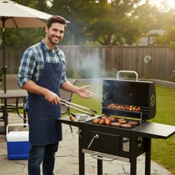Klausberg Houtskoolbarbecue met Deksel en Thermometer - 42 x 30 cm - Verrijdbare BBQ met Zijtafels — thumbnail 4