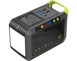 Core® Stroomgenerator - Externe Oplader Powerbank – Powerstation met Zaklamp – Zwart en Groen - 17cm x 12cm x 8cm
