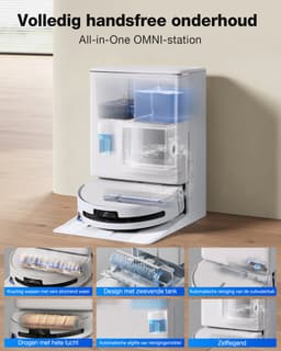 ECOVACS DEEBOT T90 OMNI – Robotstofzuiger – OZMO Roller dweil – 30.000 Pa –ZeroTangle 4.0 Anti-tangle –AIVI 3D obstakelvermijding–Zelfreinigend– Voor harde vloeren & tapijt–Wit–T80 Upgrade — thumbnail 3