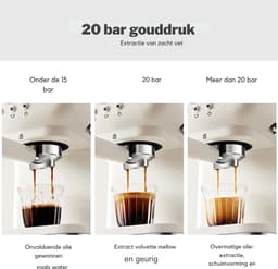 Damenzo - Koffiezetapparaat - Koffie - Koffiemachines - Espressomachine - 1050W - 1.5 L - 28 x 26 x 19.5 cm - Beige - RVS — thumbnail 3