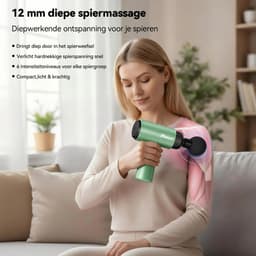 Funlife M2 Mini Massage Gun Mintgroen - Compact Massagepistool 0,5 kg - Fluisterstil <45 dB - 6 Intensiteitsstanden - 4 Massagekoppen - Draadloos — thumbnail 5