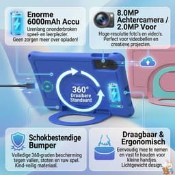 KidsTab Pro 10 Inch — Kindertablet — Android 15.0 — 8GB RAM (4+4) — 32GB — Inclusief Schokbestendige Hoes & Standaard — Roze — thumbnail 4