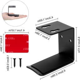 Aluminium Hoofdtelefoonhouder met Sterke Plakstrip en Schroeven, Universele Hoofdtelefoonhaak voor Wandmontage, 6.5 x 3.5 x 5.5 cm — thumbnail 4