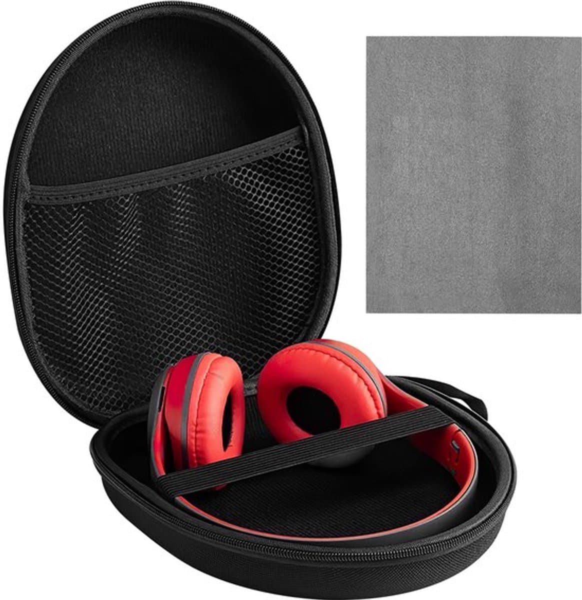 Hoofdtelefoon Case Over Ear, harde shell hoes met magische reinigingsdoek, universele opbergtas, 21 x 18 x 5,5 cm, zwart — afbeelding 1