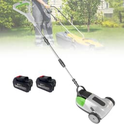 Accu grasmaaier - Grastrimmer Elektrische maaier - Gazon Onderhouden - Zwenkbare voorwielen - 21 cm maaibreedte - Grijs — thumbnail 1