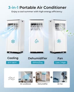 Jently mobiele airco - met afvoerslang - 7000 BTU koelvermogen - met afstandsbediening - energielabel A — thumbnail 3