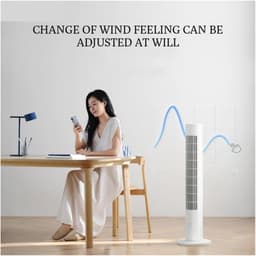 Bladloze Ventilator - Torenventilator Slim - Verkoeling Thuis - Stille Werking - 101.4cm Hoog - Wit — thumbnail 3