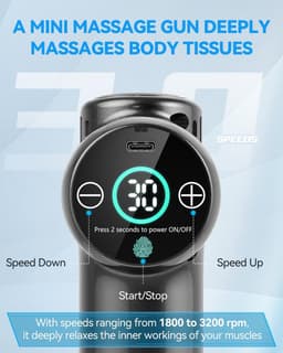 Mini Massage Gun - Spierontspanning Apparaat - Spierherstel Bevorderen - 30 Snelheden LCD - 450 gram - Zwart — thumbnail 4