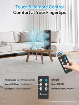 Tafelventilator Stil 40 dB – USB-C Bureauventilator met Afstandsbediening, Timer, 3 Standen en 110° Oscillatie — thumbnail 3