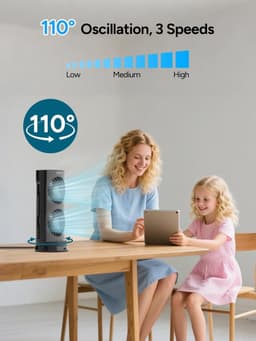 Tafelventilator Stil 40 dB – USB-C Bureauventilator met Afstandsbediening, Timer, 3 Standen en 110° Oscillatie — thumbnail 5