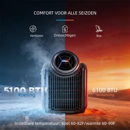 Cybertake S2 Pro draagbare Aircooler- Mobiele Airco -Tentairco met 5100 BTU koelvermogen en 6100 BTU verwarmingsvermogen -amping Airco 12V 24V 48V - Stil ≤55dB-voor caravan, camper, tent, vrachtwagen en thuis — thumbnail 6