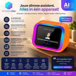 Slimme AI Speaker met RGB Verlichting & Digitale Fotolijst - Slimme wekker-FS Fusion Pack Slimme AI Speaker met RGB Verlichting & Digitale Fotolijst – Draadloze Bluetooth Speaker, Wekker, TFT Display, Spraakbesturing, Smart Alarm Klok & App Cadeau — thumbnail 4