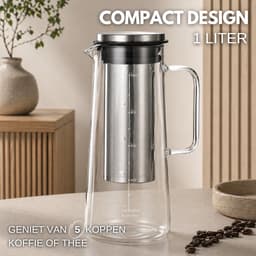 House of Husk Cold Brew Koffie Maker - Slow Coffee - Borosilicaat Glas - 1 Liter - Uitneembare Filter — thumbnail 5